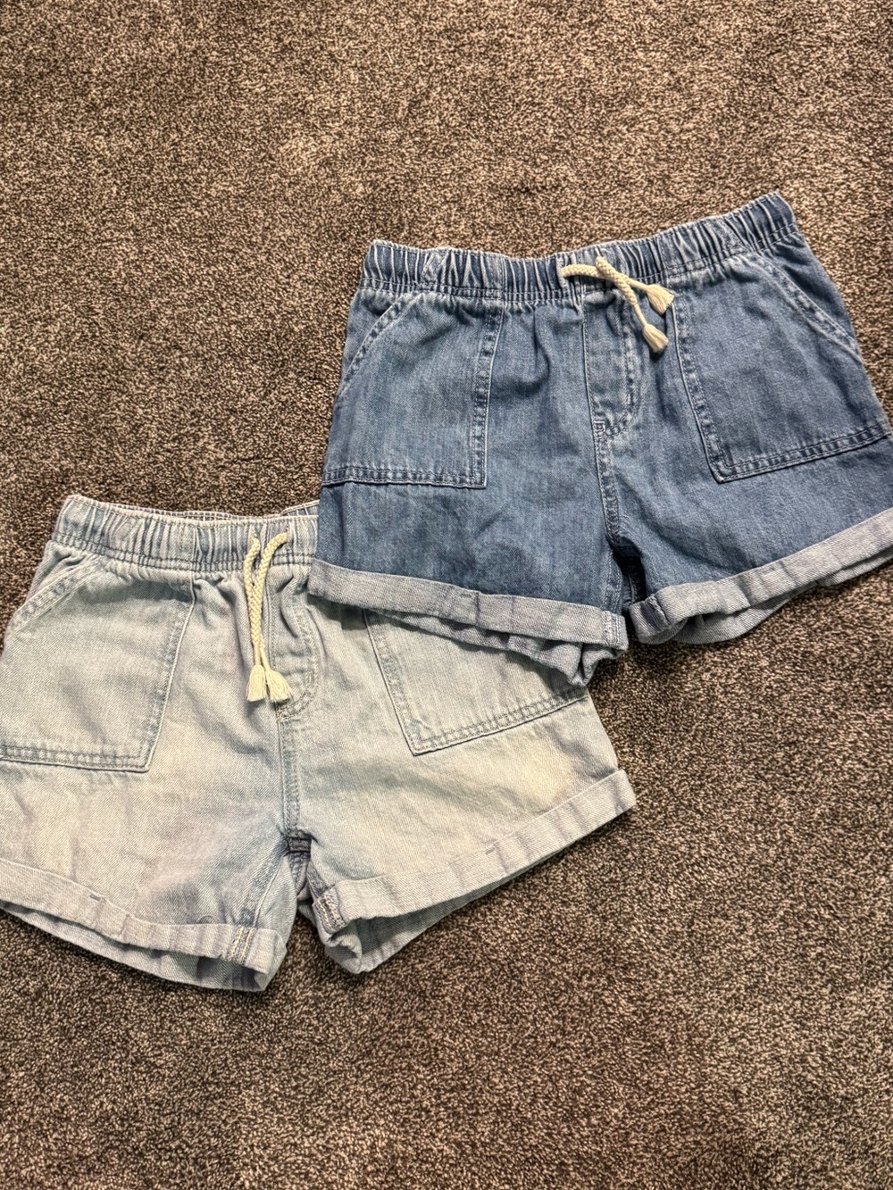 2-pc. Lot Cat & Jack Girls Drawstring Cotton Jean Shorts Size 10/12 Large Bundle